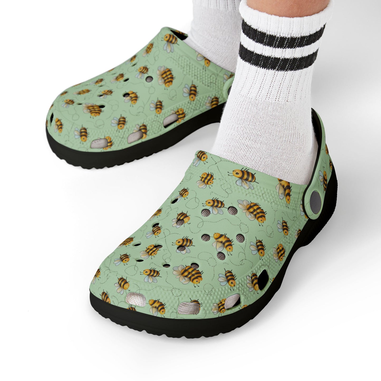 Bee-themed Kid's Clogs, Comfortable Summer Footwear, Playtime Shoes, Outdoor Accessories, Gift for Kids