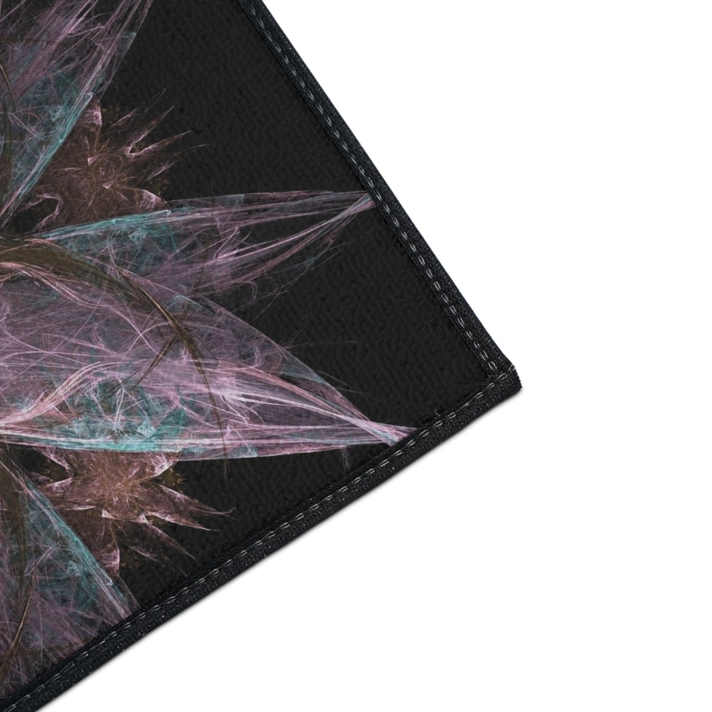Mandala Star Heavy-Duty Floor Mat — Abstract Pink & Teal Fractal Entrance Rug