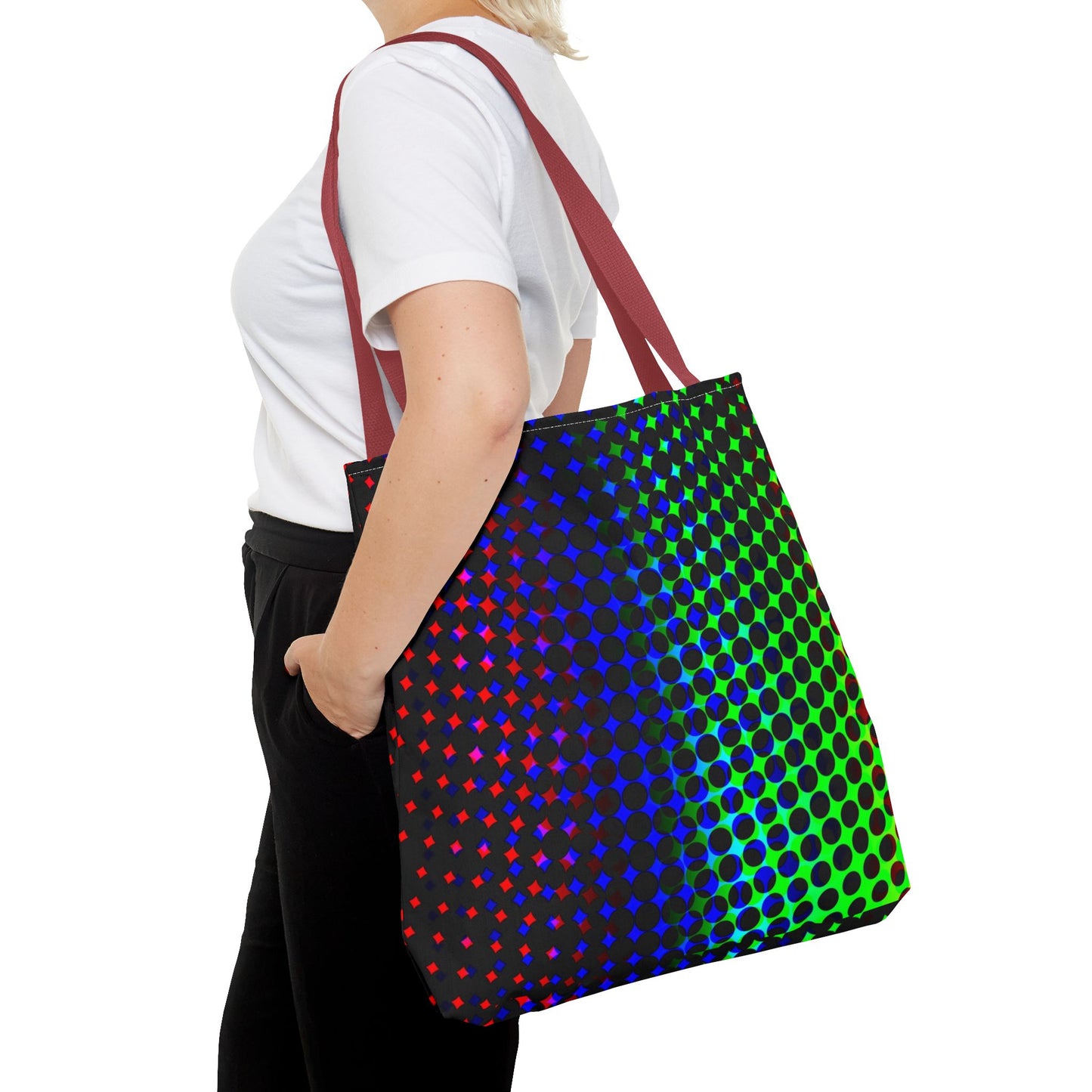 Vibrant Dot Print Tote Bag - Colorful Reusable Shopping Bag, Beach Tote