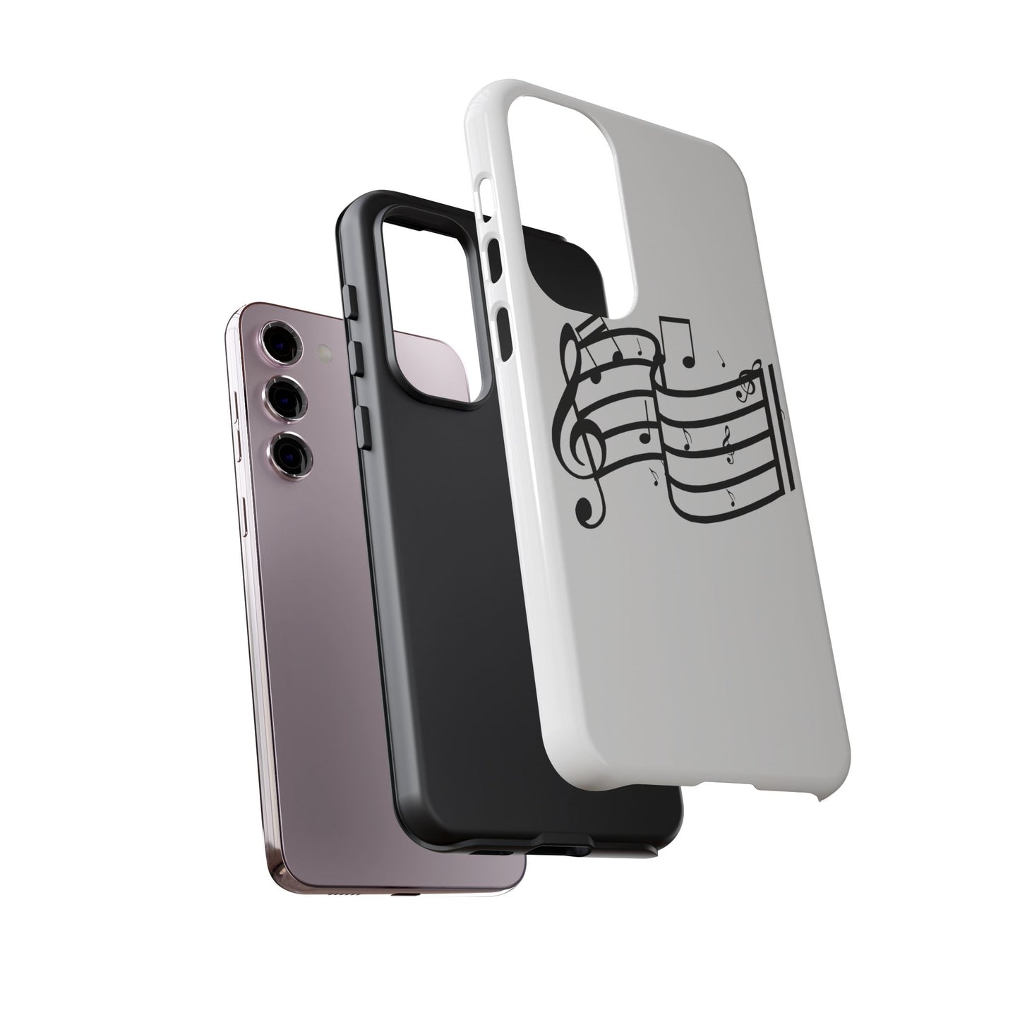 Musical Notes Phone Case — Black Treble Clef Music Staff Tough Case