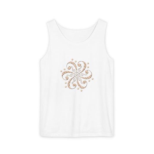 Boho Spiral Design Tank Top | Unisex Summer Apparel, Casual Wear, Beach Outfit, Festival Top, Gift Idea