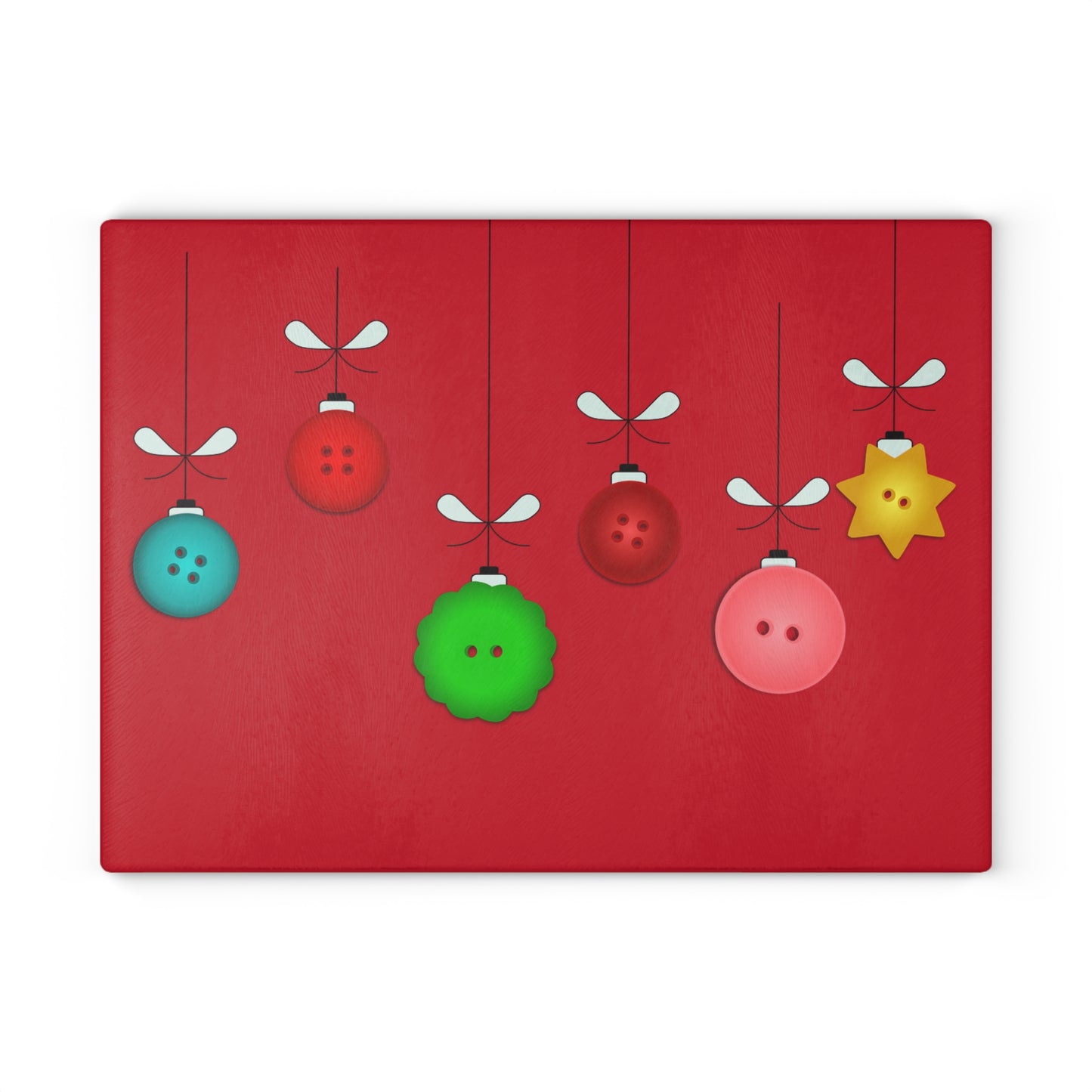 Festive Glass Cutting Board with Holiday Ornament Design, Kitchen Gift, Christmas Decor, Personalized Gift, Cooking Essentials