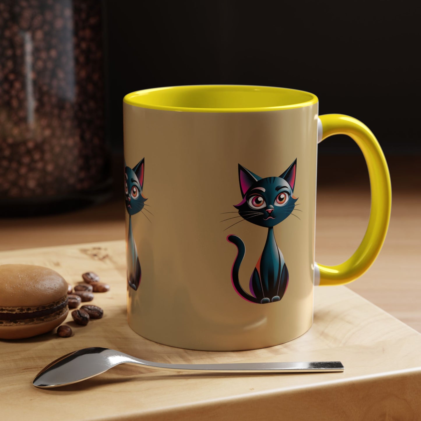 Cute Cat Accent Coffee Mug - Perfect for Cat Lovers, Gift for Birthdays, Home Decor, Animal Enthusiasts, Fun Kitchenware