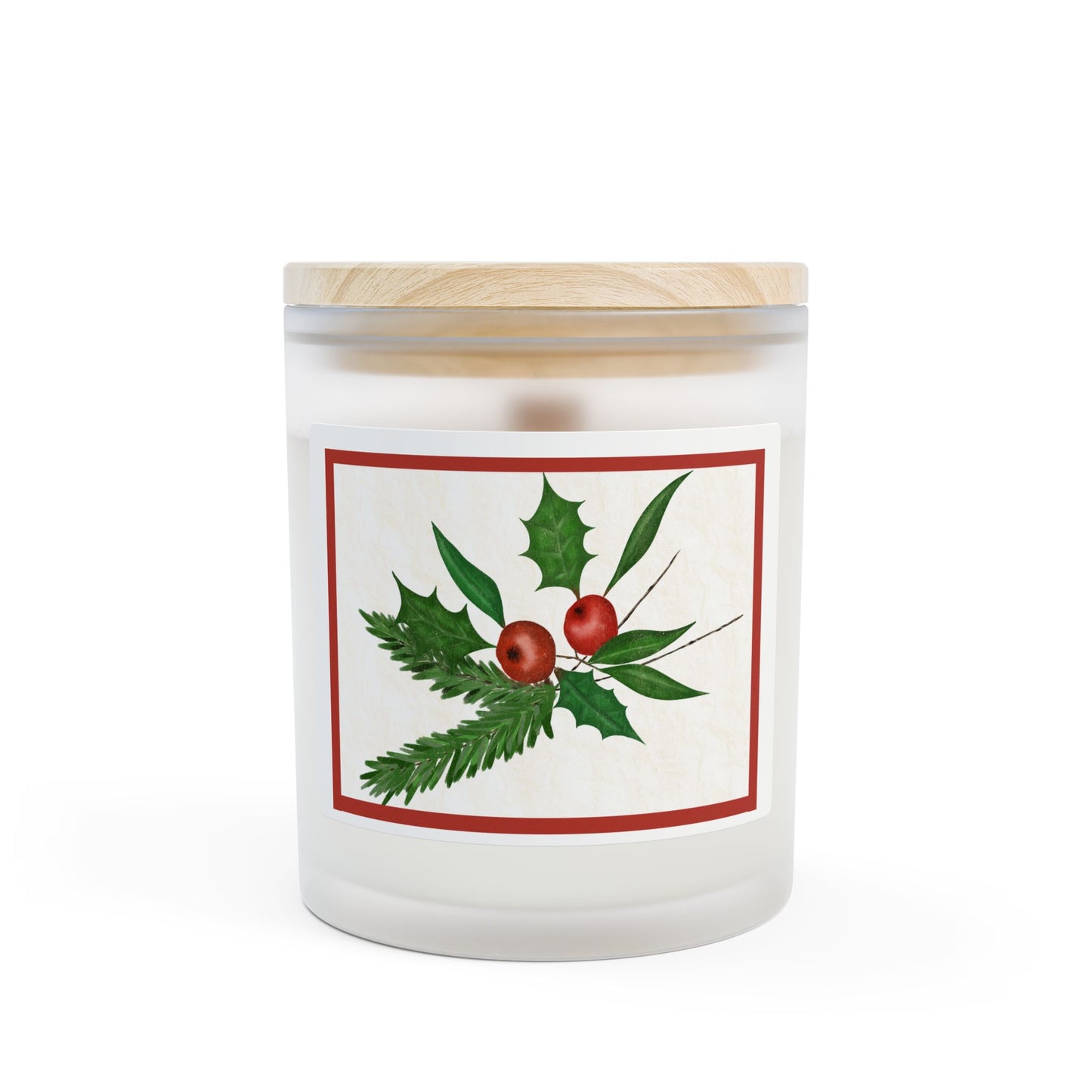 Holiday Botanical Candle - 11oz Frosted Glass, Christmas Decor, Eco-Friendly Gift, Aromatherapy Candle, Home Fragrance