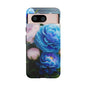Floral Blue Peony Phone Case — Protective Tough Case with Pink & Blue Blooms