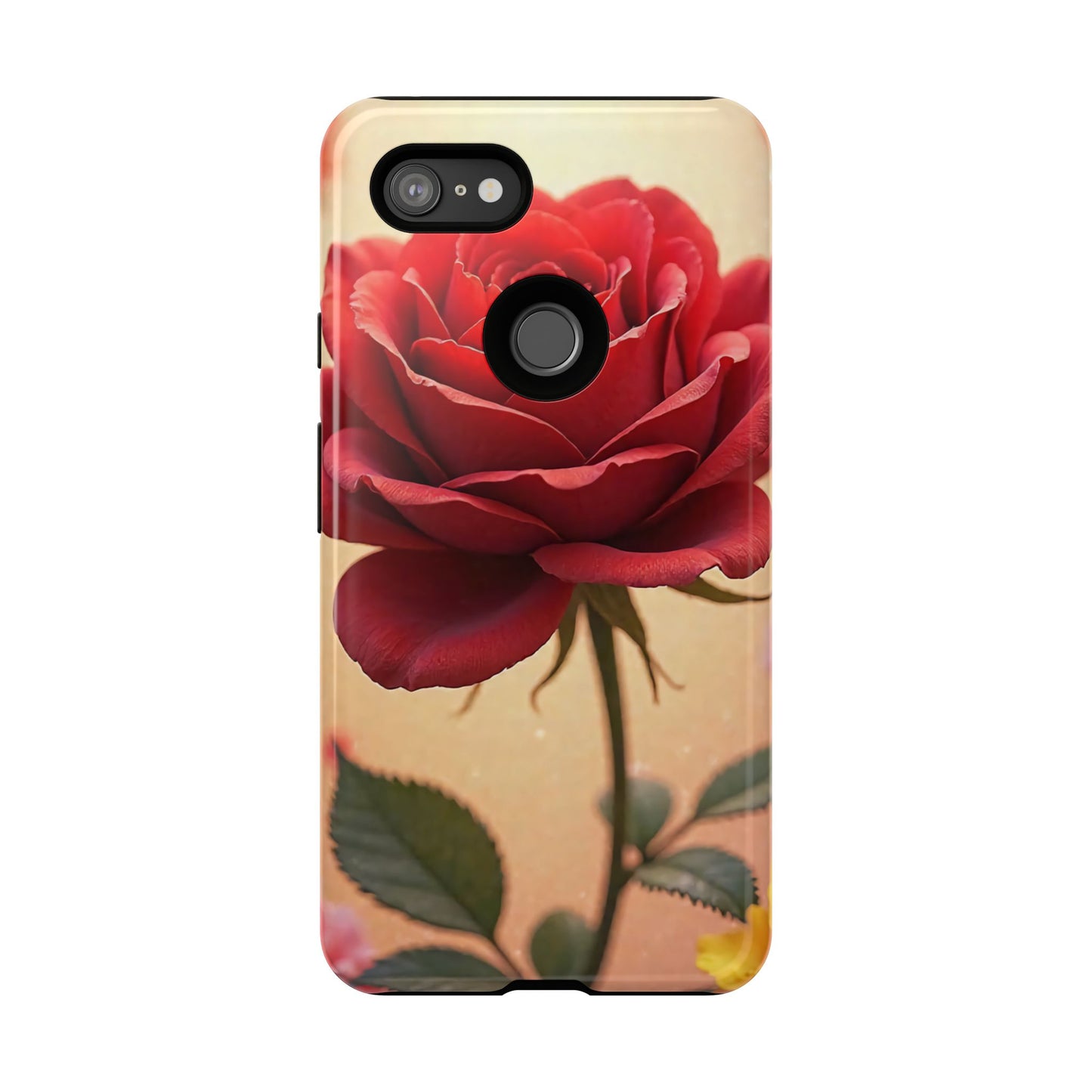 Floral Phone Case with Red Rose Design, Tough Phone Cover, Flower Print, Gift for Her, Stylish Accessory, Floral Aesthetic