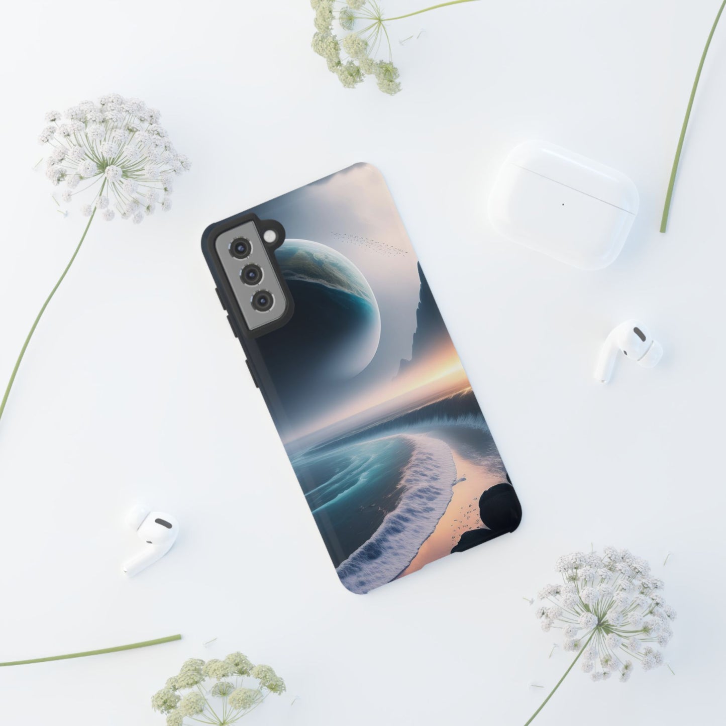 Galaxy Ocean Phone Case — Surreal Planet Beach Tough Case