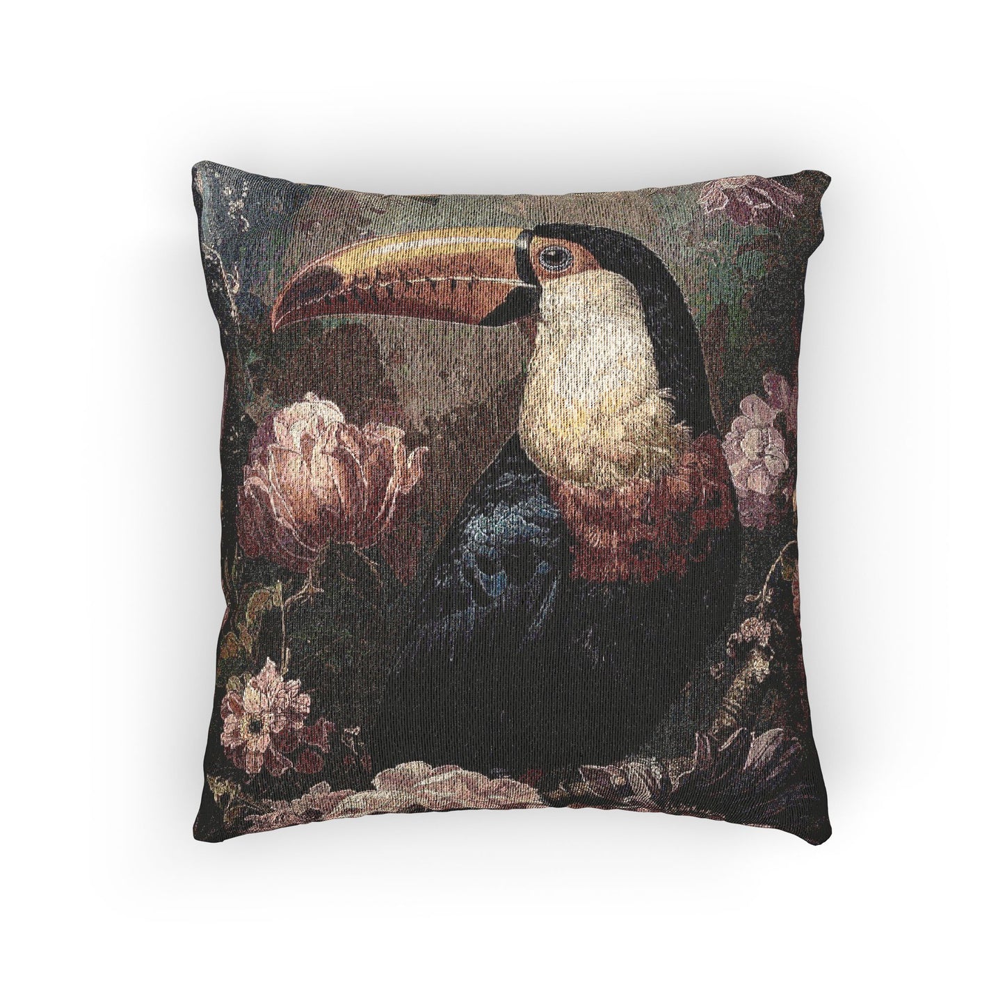 Tropical Toucan Woven Pillow | Decorative Cushion for Home, Boho Decor, Gift for Bird Lovers, Couch Accent Pillow, Nature-Themed Home Decor
