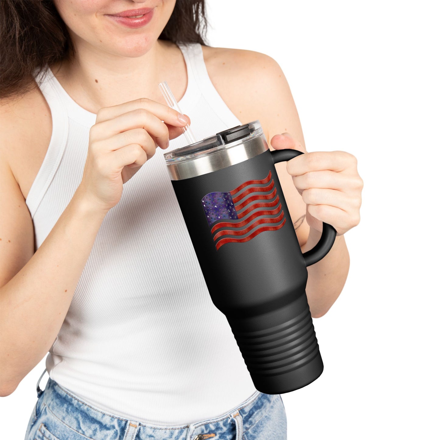 Insulated Travel Mug, 40oz - American Flag
