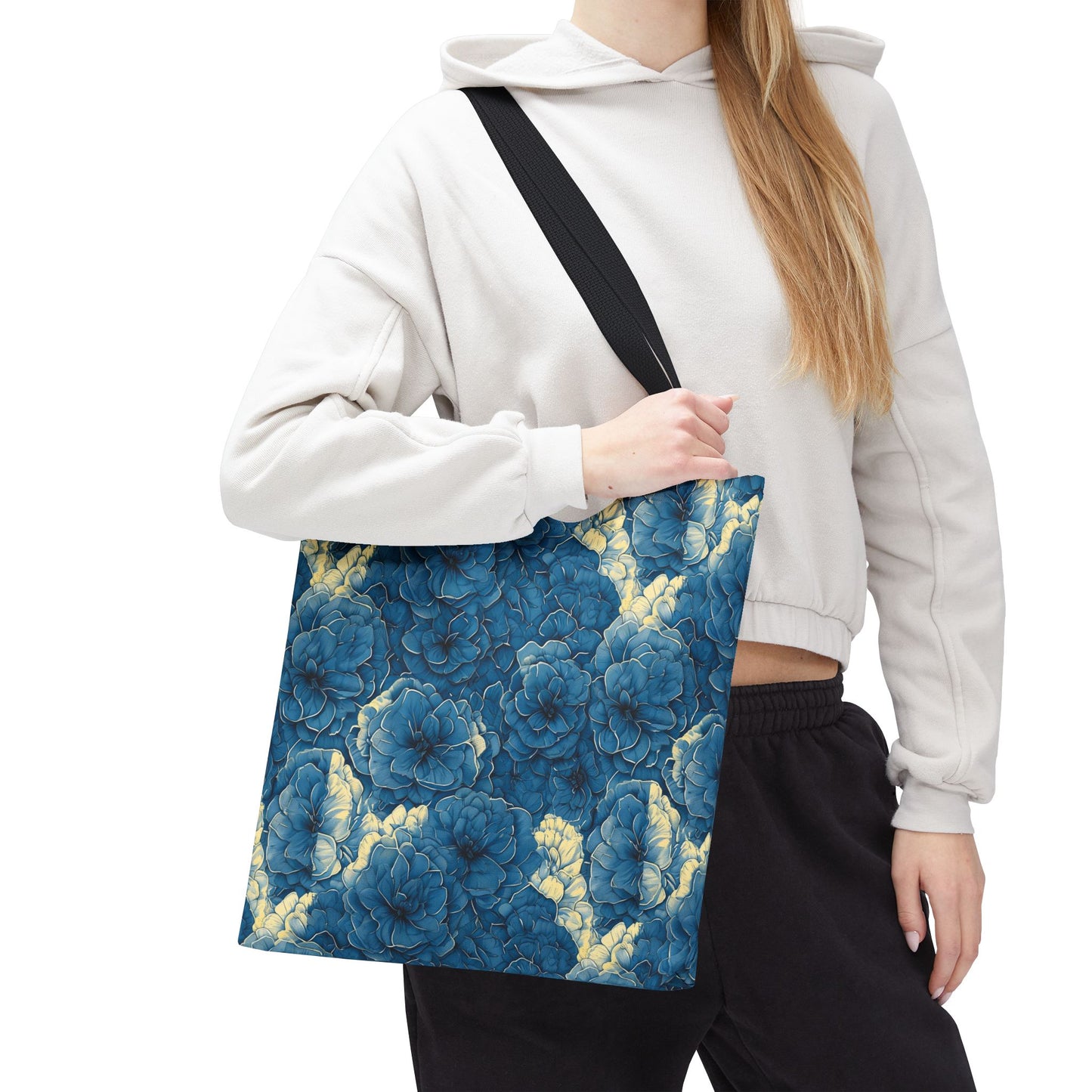 Floral Blue Peony Tote