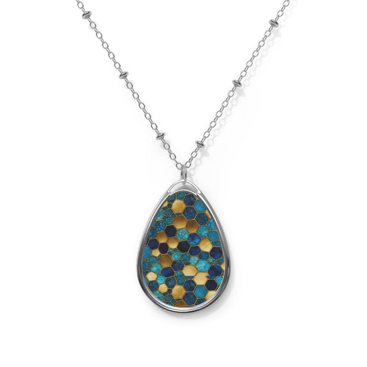 Elegant Honeycomb Pattern Necklace, Geometric Teardrop Pendant, Unique Jewelry Gift, Boho Chic Statement Piece, Perfect for Any [...]
