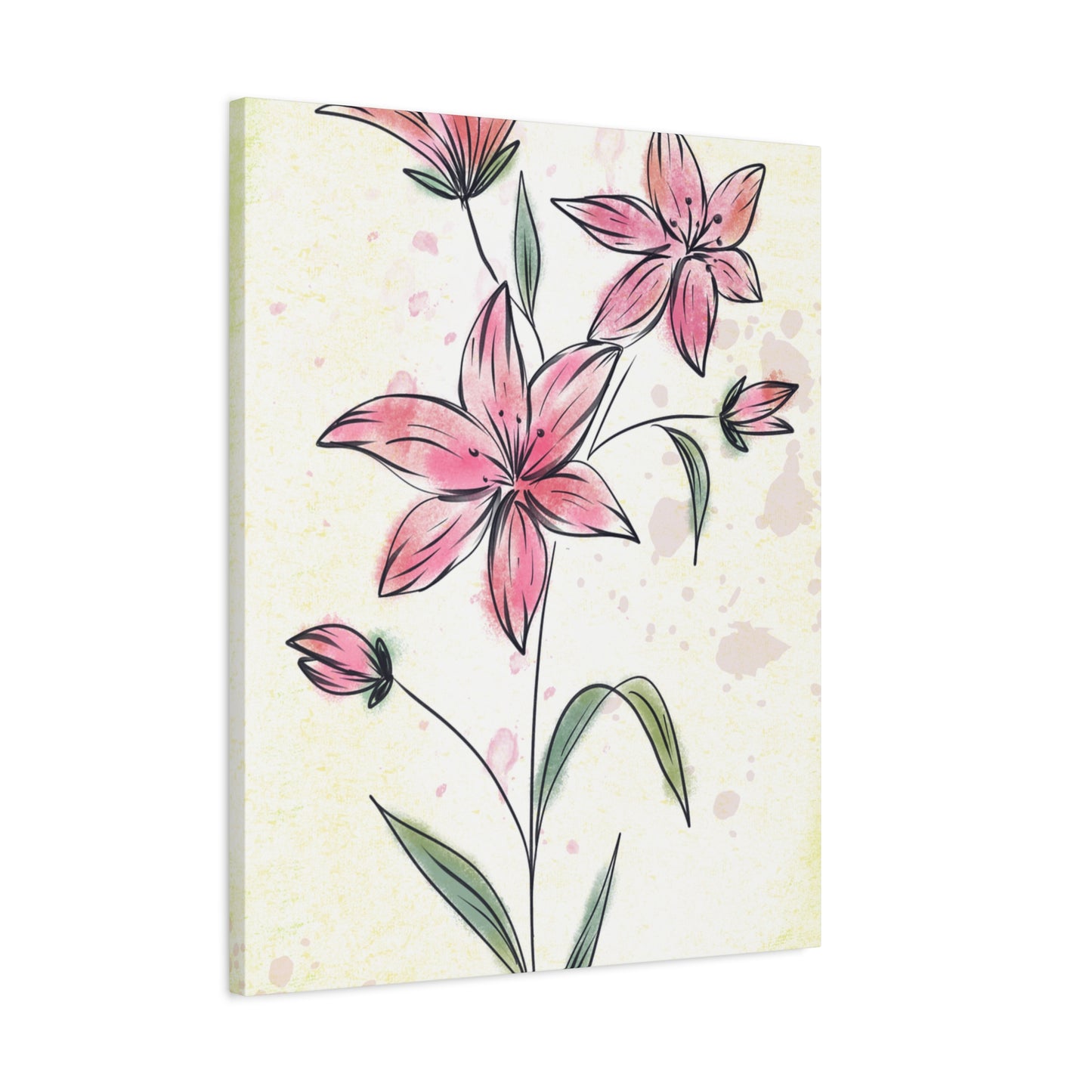 Matte Canvas, Stretched, 1.25" Tulips Pink Flowers