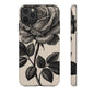 Black Rose Phone Case, Tough Cases with Floral Design, Elegant Tech Accessory, Gift for Flower Lovers, Stylish Protection