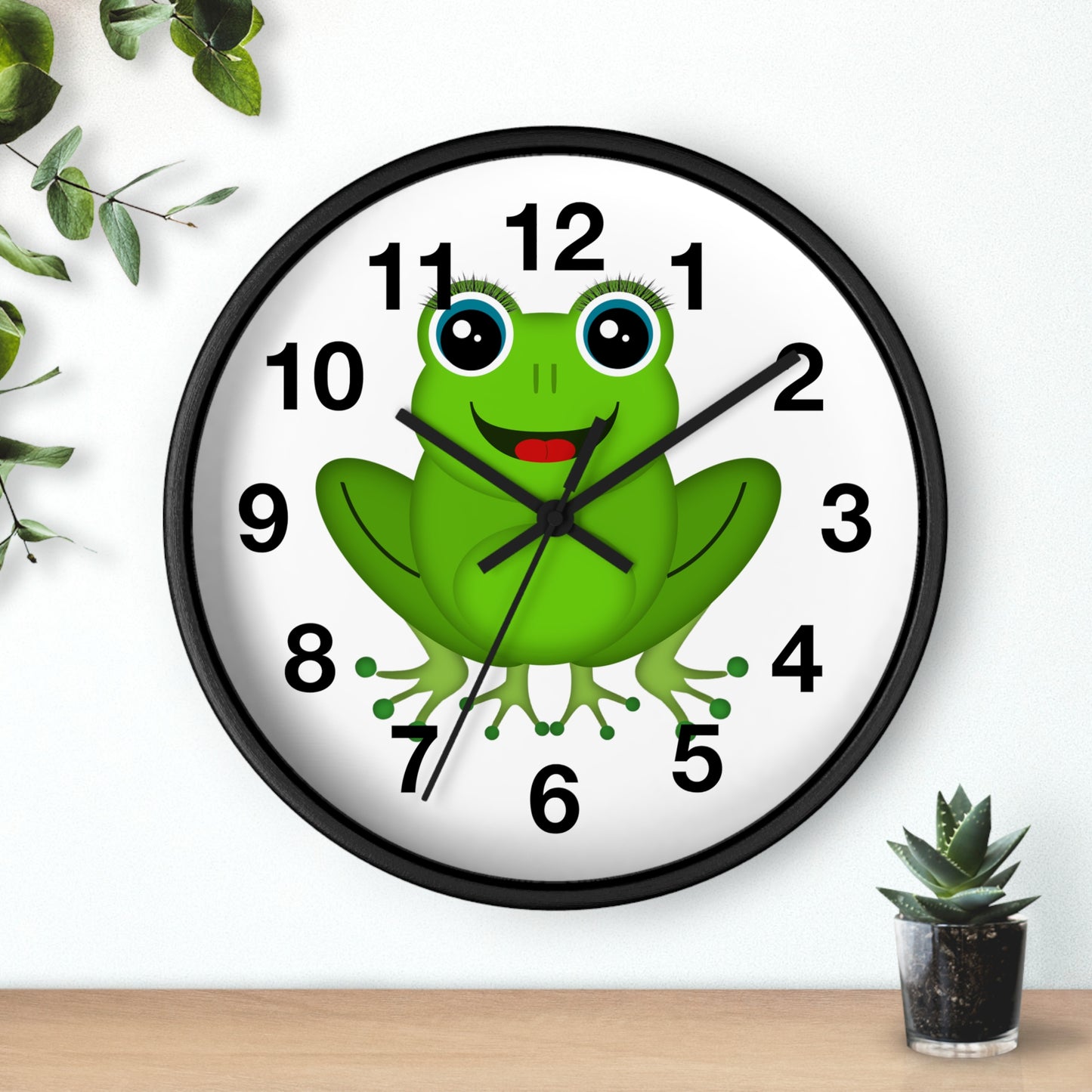 Frog Wall Clock - Whimsical Green Frog Design, Cute Home Decor, Kids Room, Animal Lover Gift, Fun Timepiece
