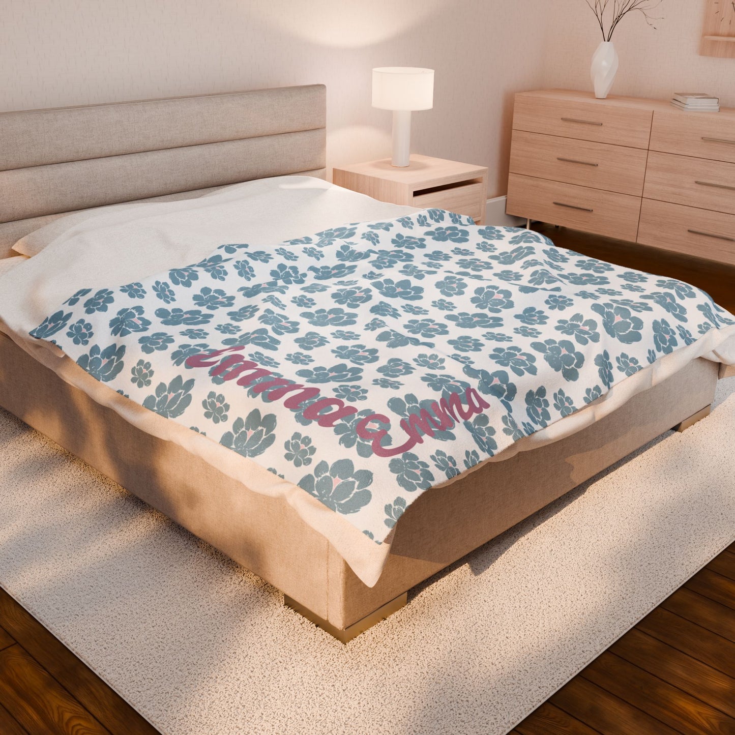 Cozy Velveteen Plush Blanket - Name - Emma