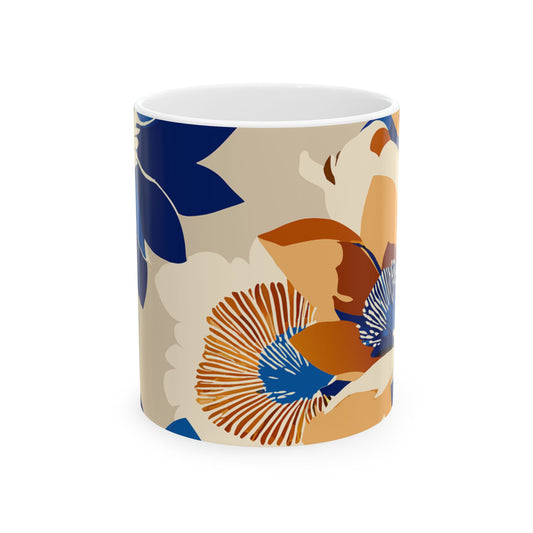 Floral Ceramic Mug, Elegant Coffee Cup, Gift for Mom, Tea Lover's Mug, Home Decor, Springtime Beverage Holder