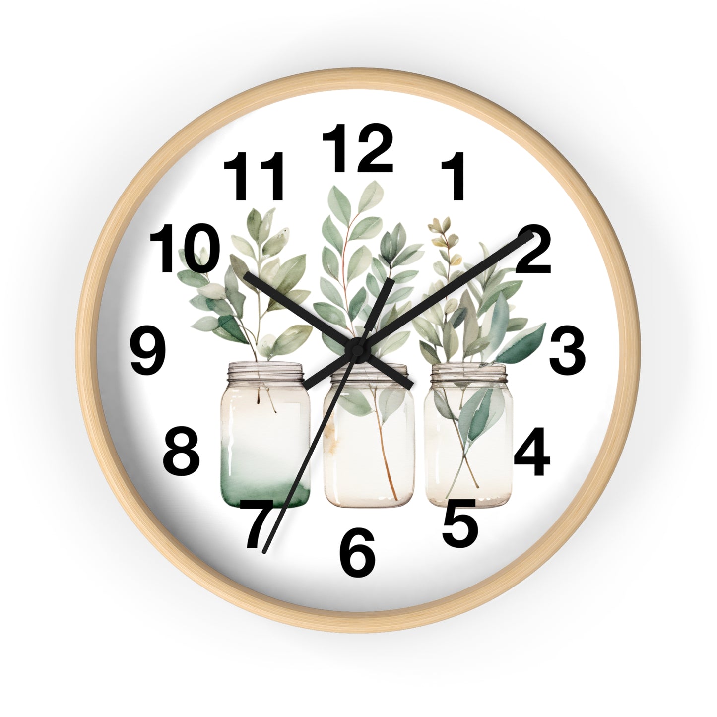 Botanical Wall Clock - Home Decor, Gift for Plant Lovers, Modern Art, Housewarming, Eco-Friendly Design