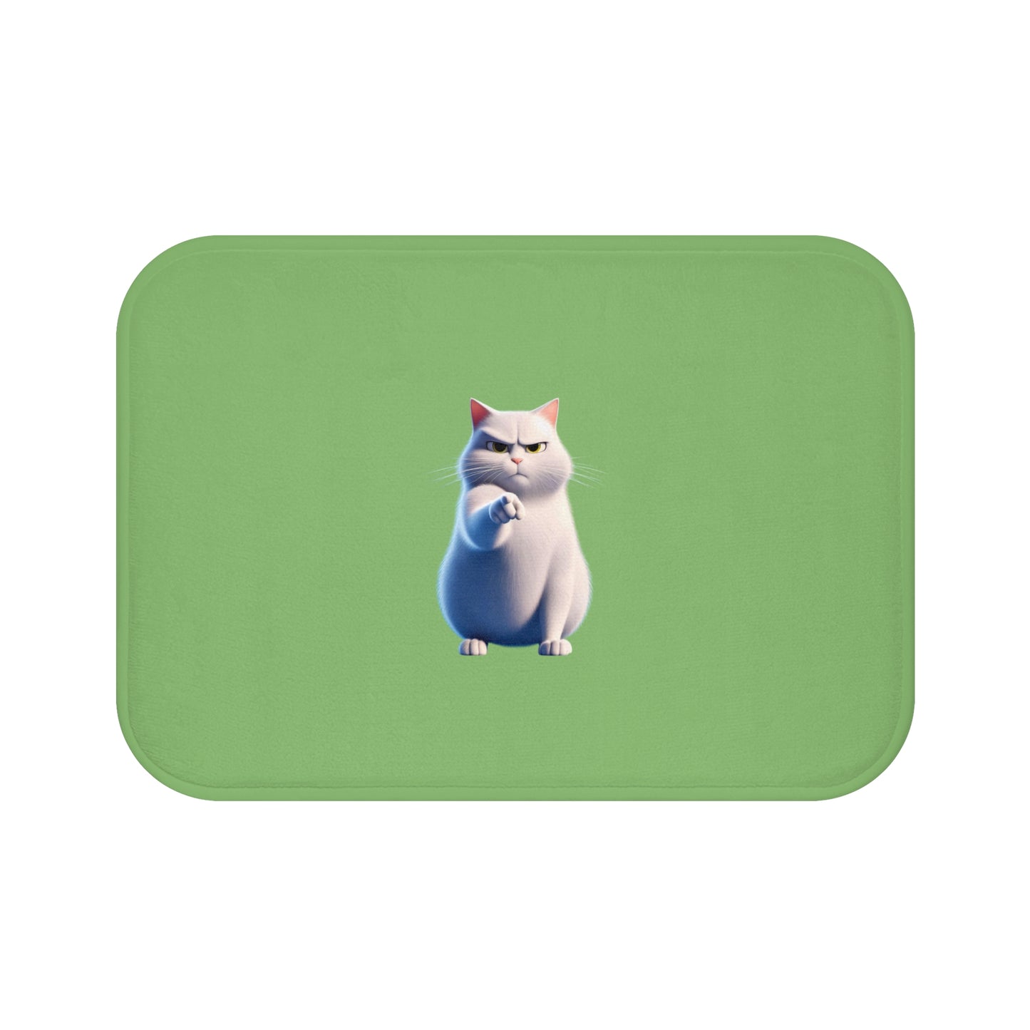 Cat-Themed Bath Mat, Cute Cat Rug, Bathroom Decor, Pet Lover Gift, Green Cat Mat, Cat Owner Bathroom Accessory