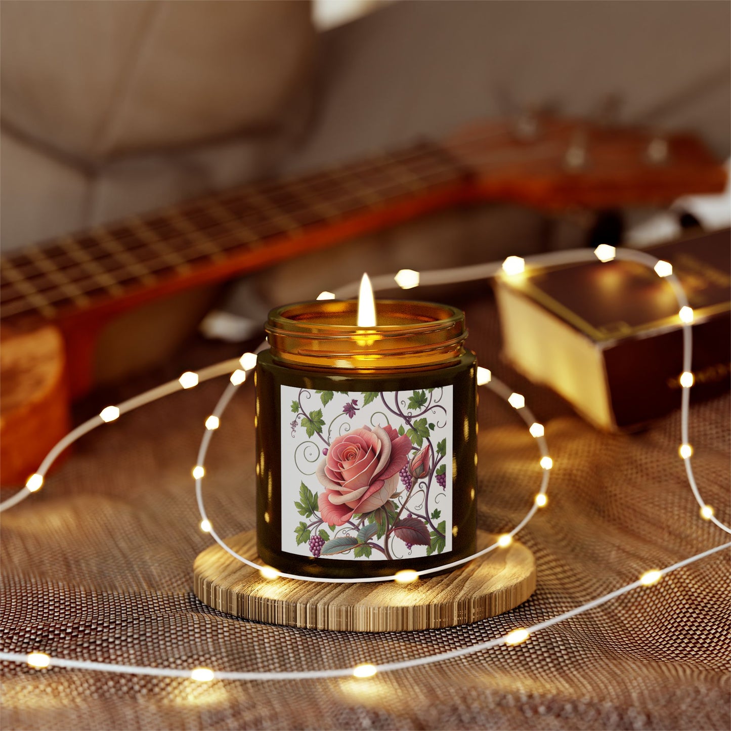 Romantic Floral Scented Candle, Perfect Gift for Her, Rose Essence, Home Decor, Aromatherapy