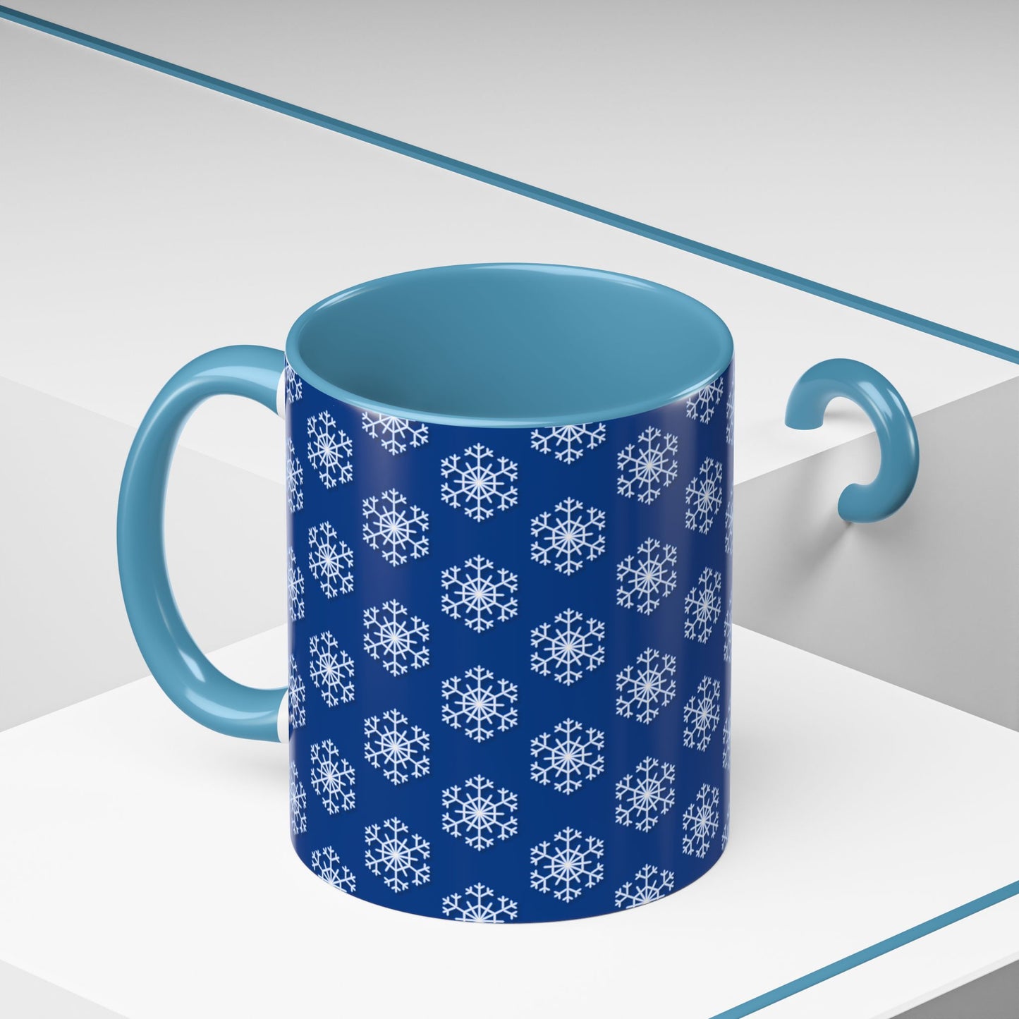 Blue Snowflake Accent Coffee Mug for Winter, Holiday Gift, Cozy Drinkware, Festive Kitchen Decor, Mug for Coffee Lovers, Tea Time Essential