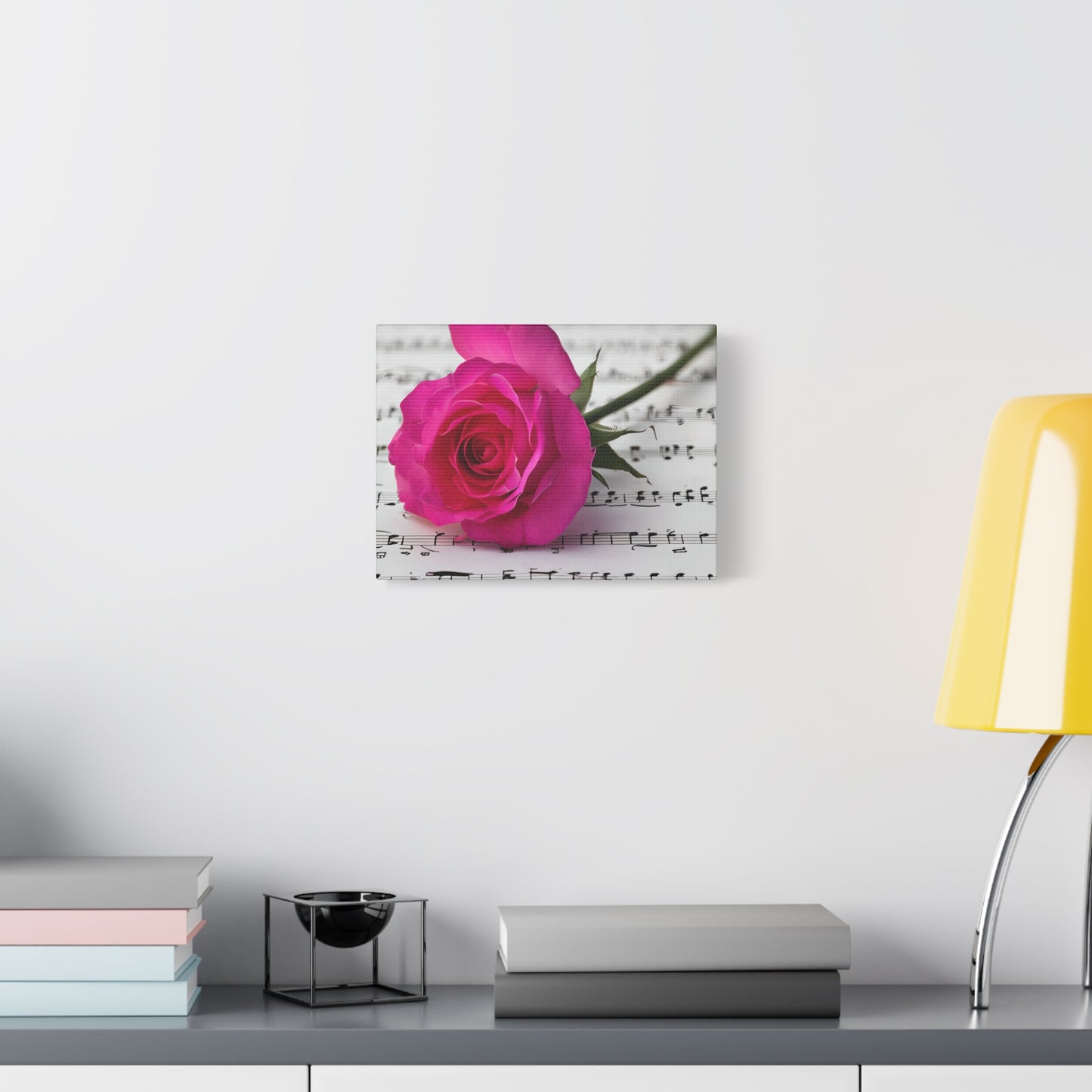 Stretched Canvas Art Print, Classic Rose on Sheet Music, Floral Wall Decor, Home Decoration, Gift for Music Lovers