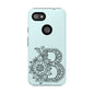 Personalized Tough Phone Case- Letter B, Floral Monogram Cell Phone Cover, Custom Protective Case, Unique Gift, Birthday, Graduation