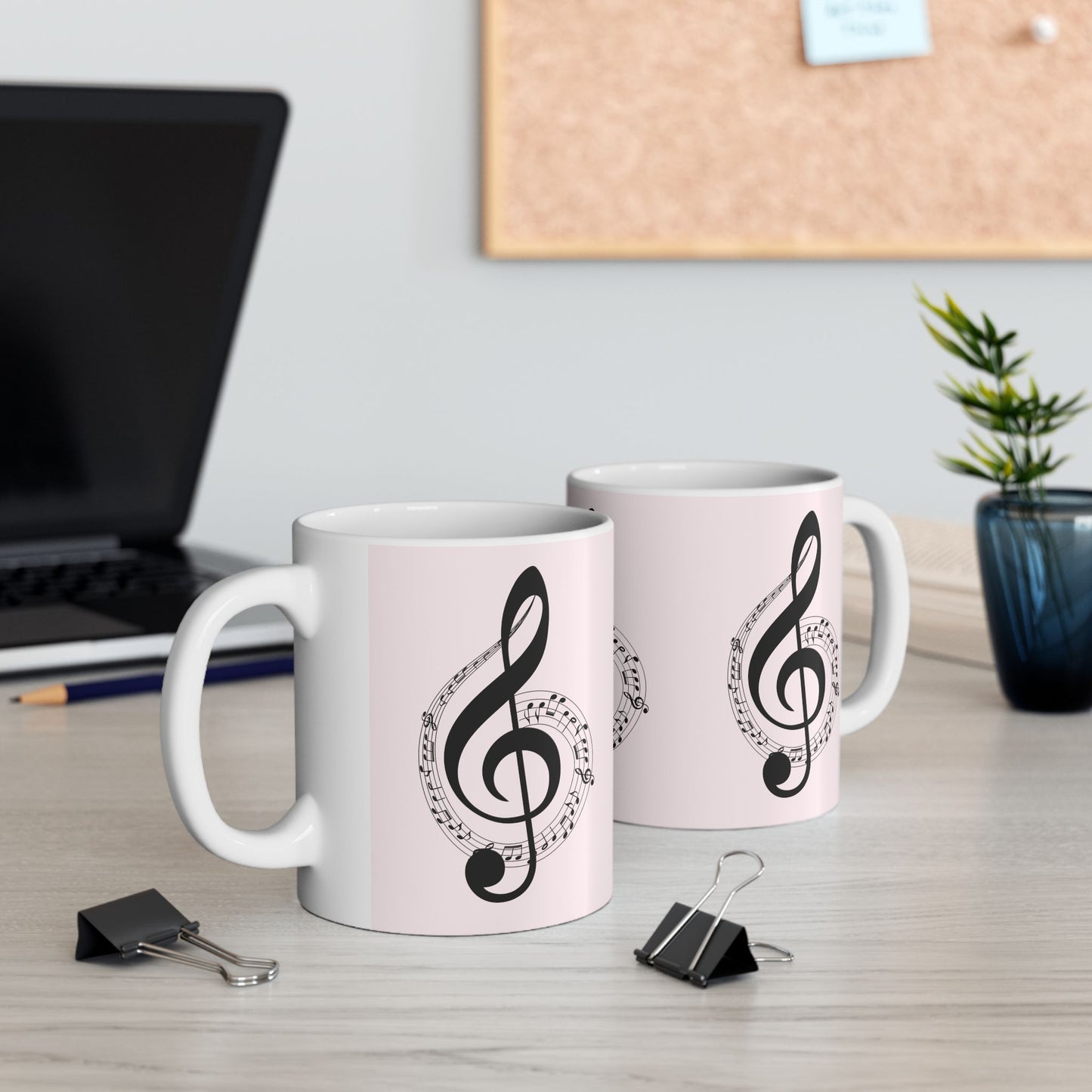 Musical Treble Clef Ceramic Mug — Sheet Music Coffee Cup (11oz & 15oz)