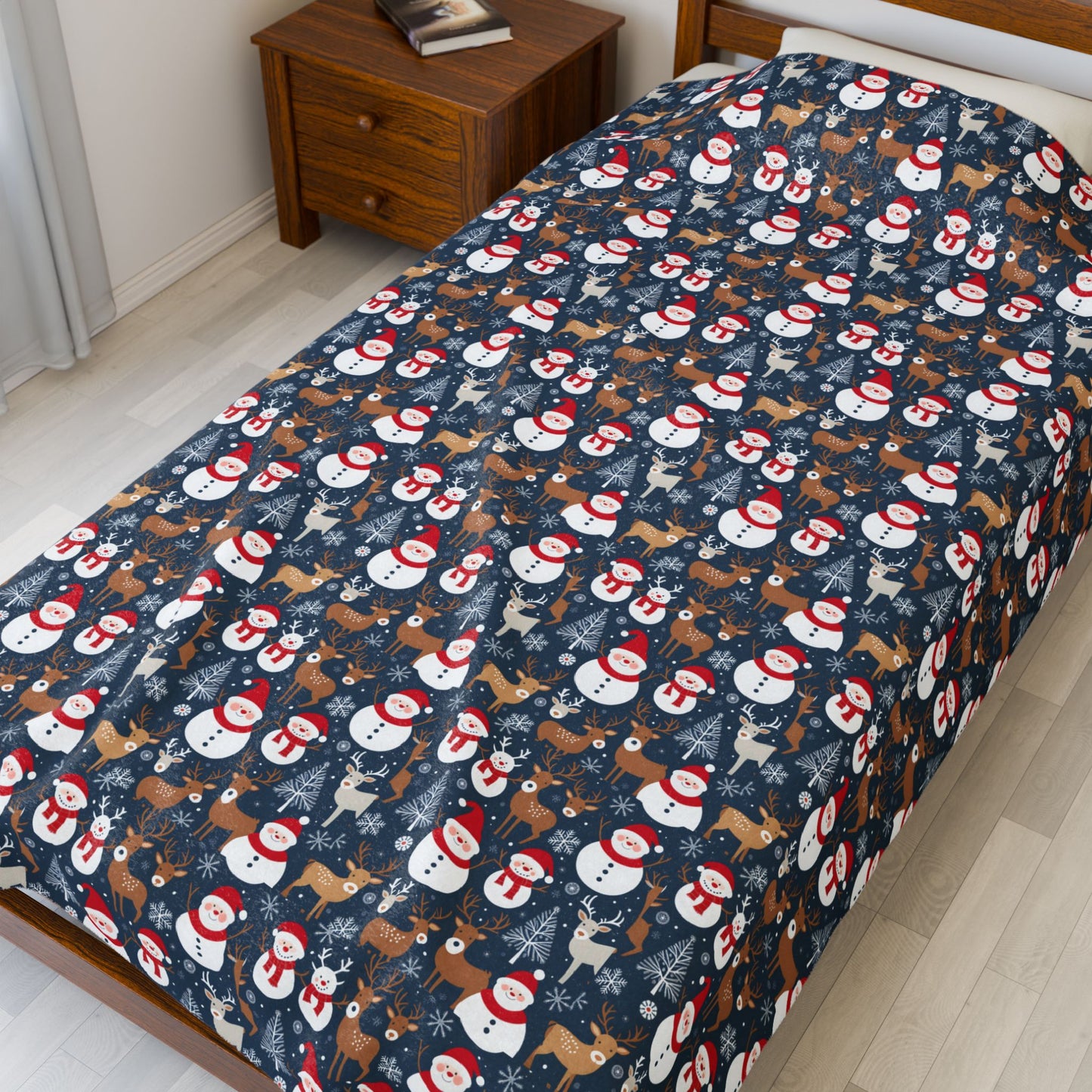 Holiday Snowman Plush Blanket — Cozy Velveteen Throw for Christmas