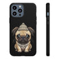 Pug Phone Case – Cute Pug Puppy Illustration on Black Tough Case