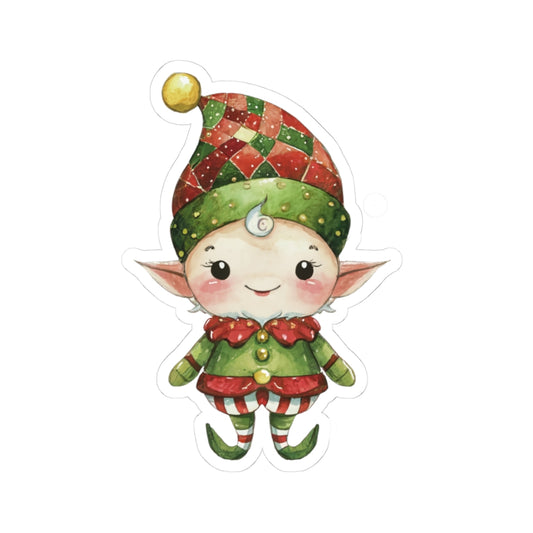 Adorable Christmas Elf Kiss-Cut Stickers, Holiday Decor, Cute Gift for Kids, Laptop or Planner Stickers, Fun Christmas Crafts