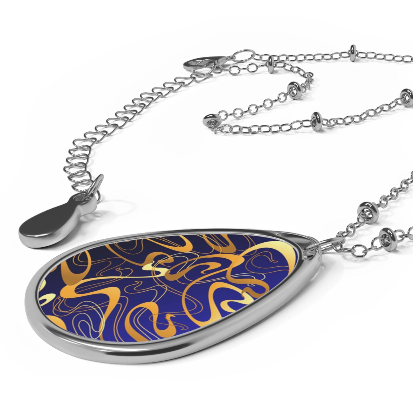 Abstract Art Oval Necklace, Unique Pendant Jewelry, Boho Chic Accessory