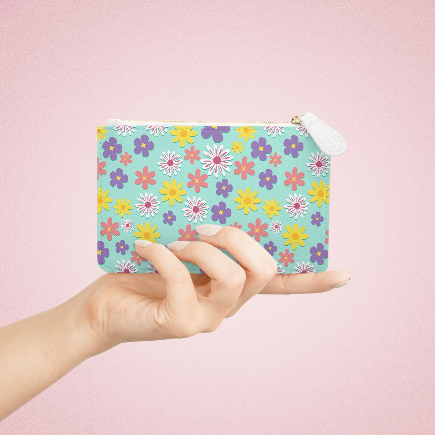 Floral Ditsy Mini Clutch — Pastel Daisy Wrist Pouch