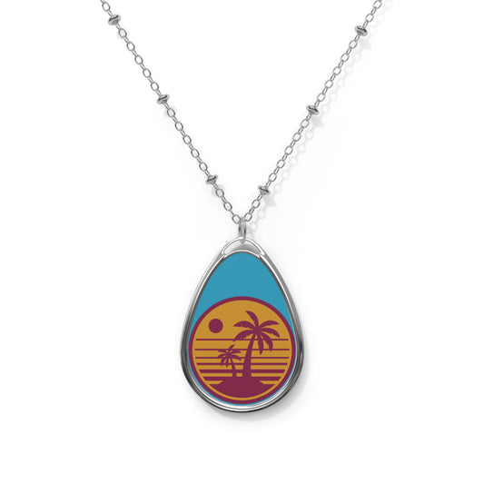 Sunset Oval Necklace, Tropical Jewelry, Beach Vibe Accessory, Gift for Her, Summer Style, Vacation Keepsake