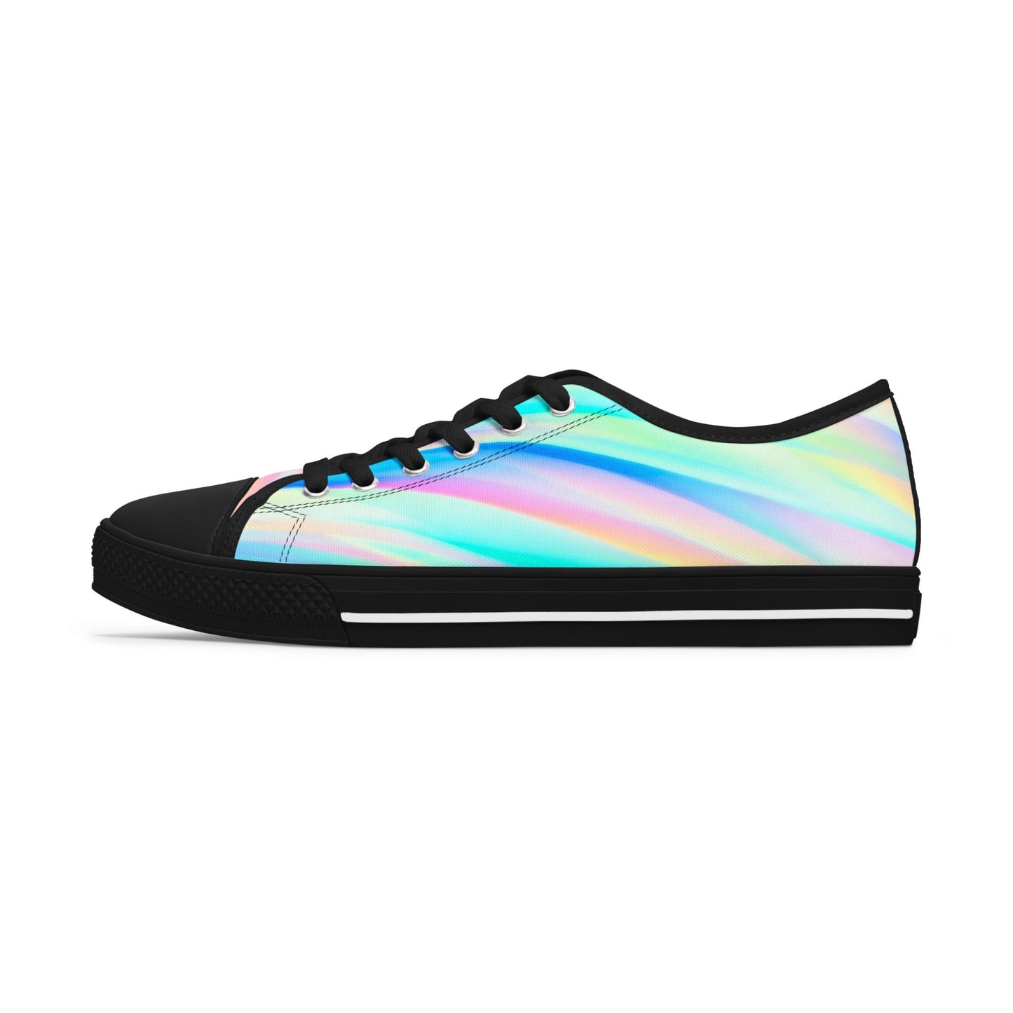 Holographic Rainbow Low Top Sneakers — Women's Iridescent Casual Shoes