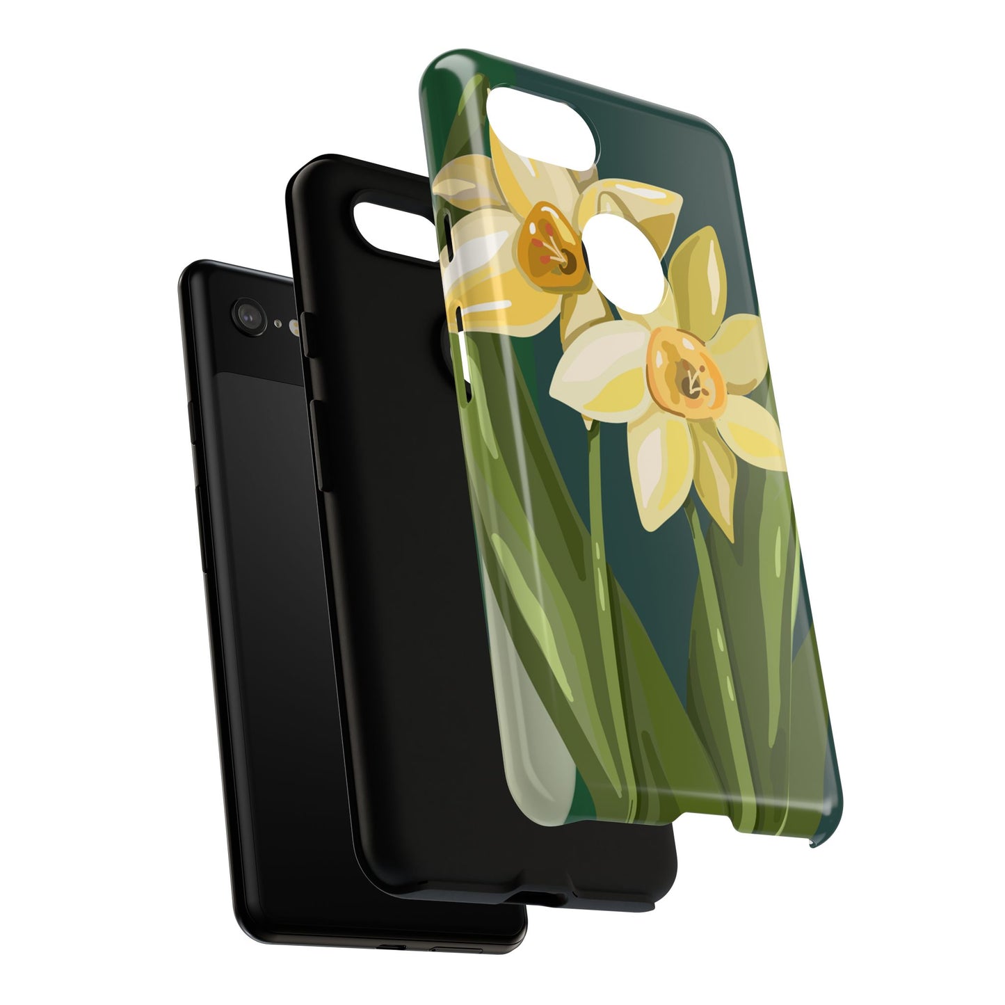Floral Phone Case - Yellow Daffodil Design, Tough Phone Cover, Spring Decor, Floral Gift, Nature-Inspired Accessories