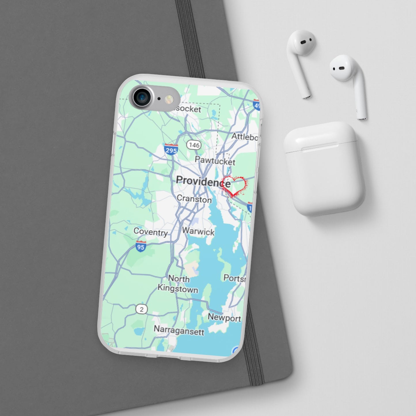 Providence Heart Map Phone Case - Custom Flexible Smartphone Protector, Gift for Her, Map Lover's Accessory, Personalized Case, Travel [...]