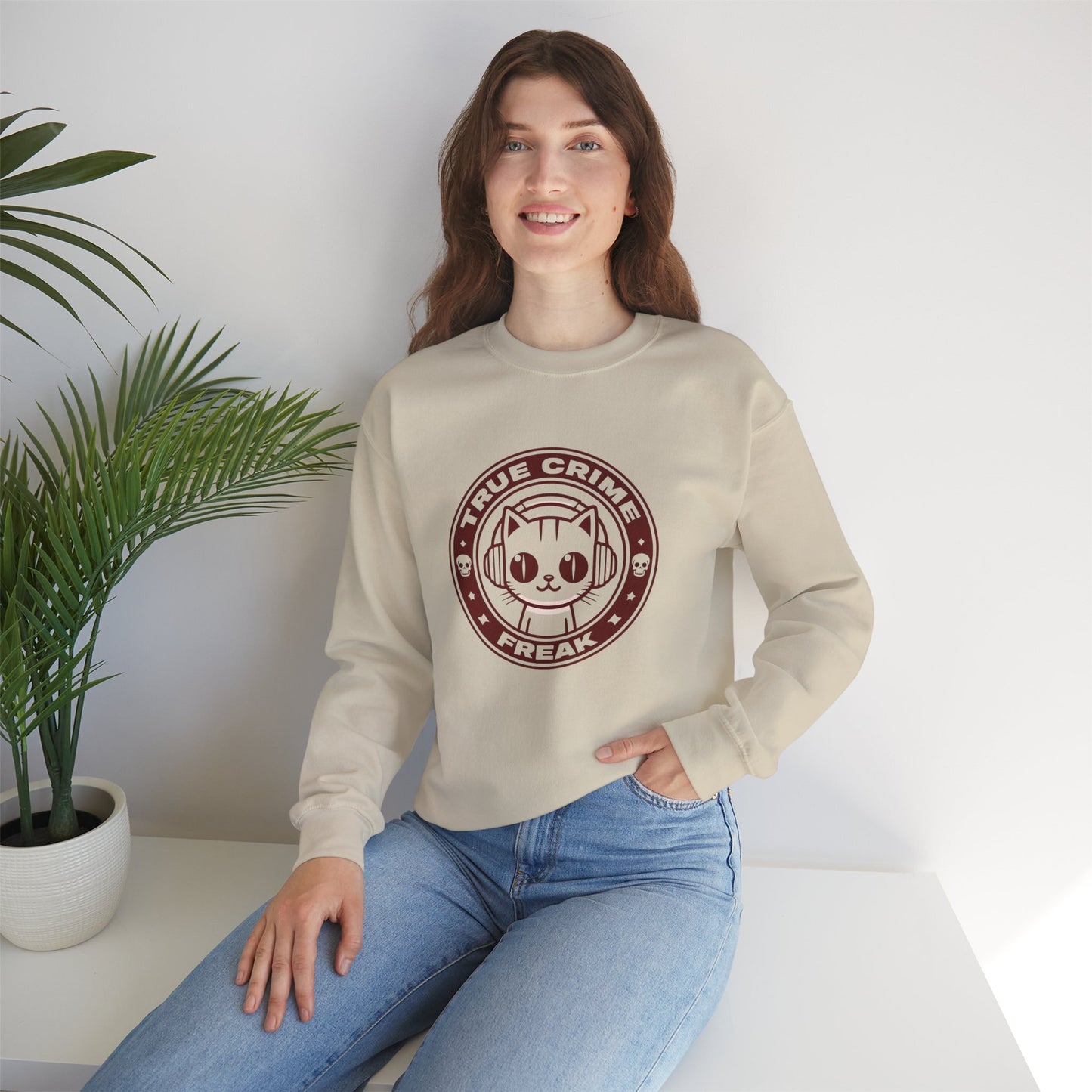 True Crime Freak Cat Crewneck Sweatshirt
