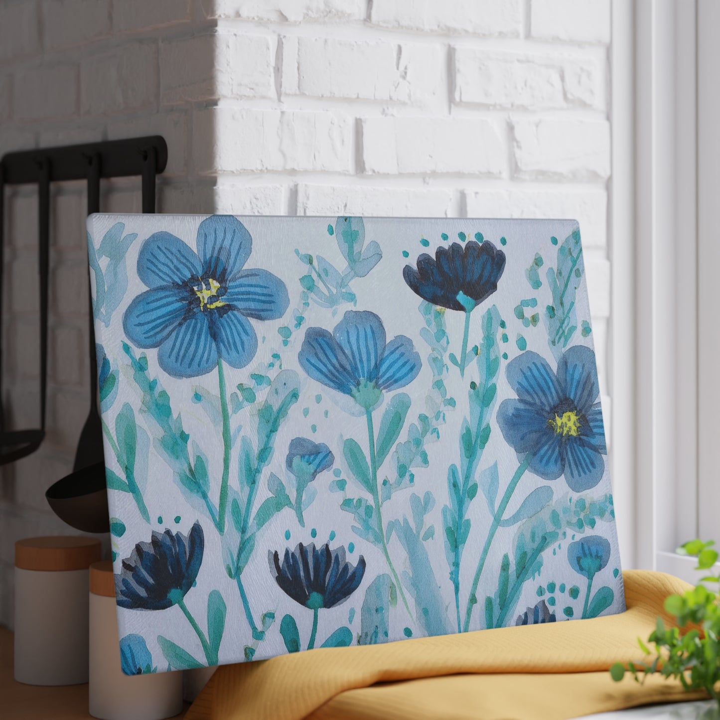 Floral Glass Cutting Board, Kitchen Decor, Housewarming Gift, Wedding Present, Unique Kitchen Accessory, Design for Home