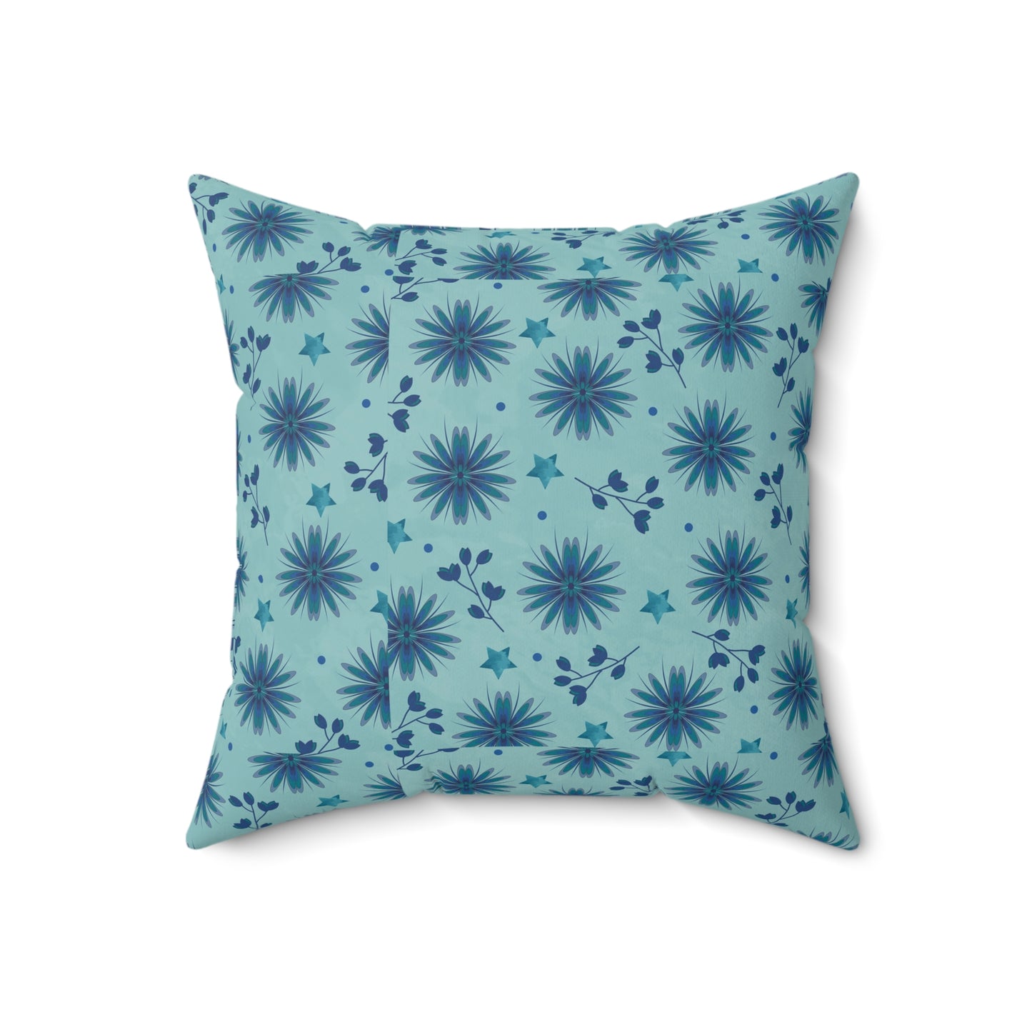 Blue Floral Decorative Pillow, Cozy Couch Accent, Home Decor, Gift for Her, Boho Throw Pillow