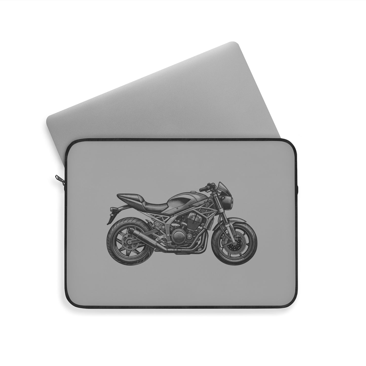 Motorcycle Lover's Laptop Sleeve - Perfect Gift for Bikers, Tech Enthusiasts, Students, Travel Accessories, Black and Grey Design