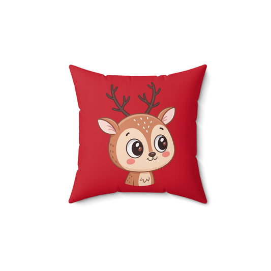 Adorable Reindeer Pillow, Cute Holiday Decor, Soft Accent Cushion, Cozy Christmas Gift, Festive Home Accessories, Kids Room Decoration