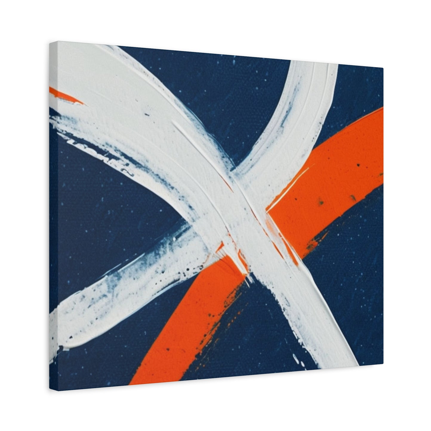 Abstract Navy & Orange Brushstroke Canvas