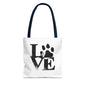 Love Paw Print Tote Bag, Pet Lover's Gift, Eco-Friendly Shopping Bag, Animal Rescue Fundraiser, Personalized Pet Tote