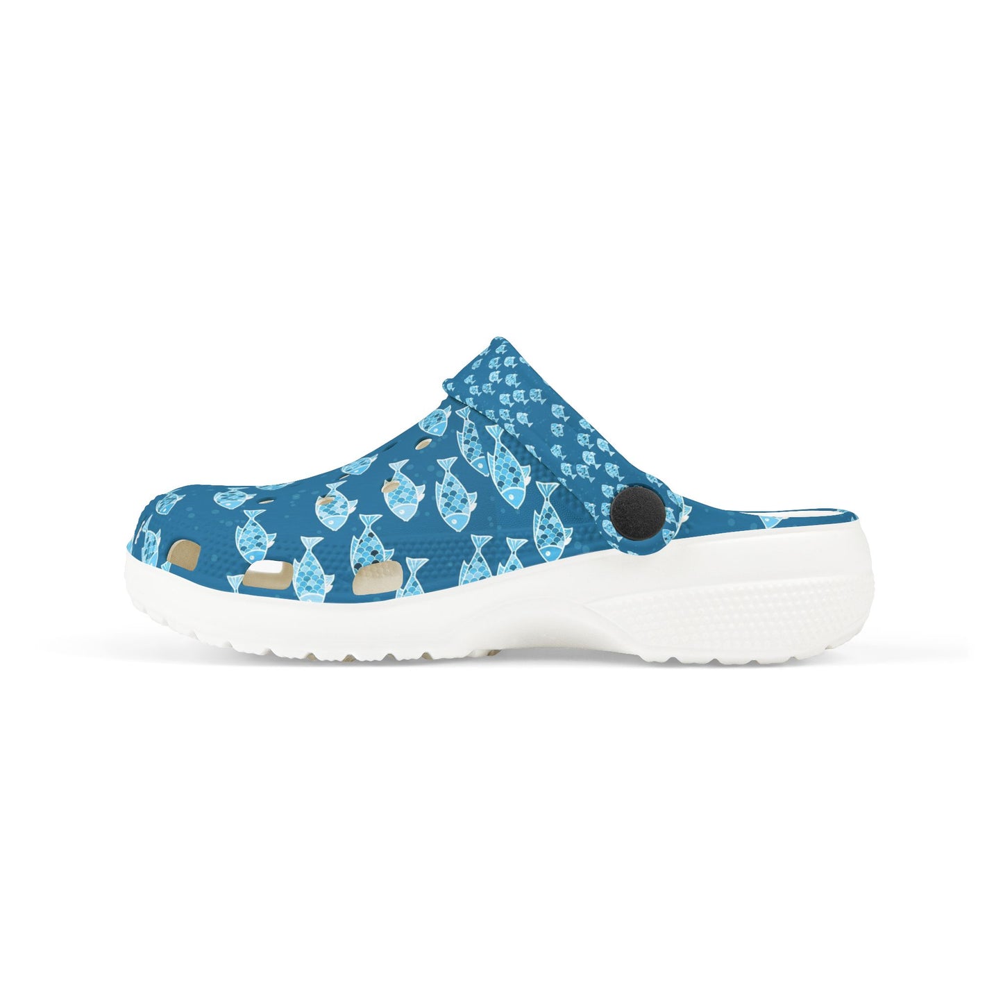 Kids Fish Pattern EVA Foam Clogs — Blue Ocean Slip-On Sandals