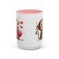 Cute Monkey Love Coffee Mug, Valentine's Gift, Animal Lover's Mug, Heartfelt Coffee Cup, Fun Kitchen Decor