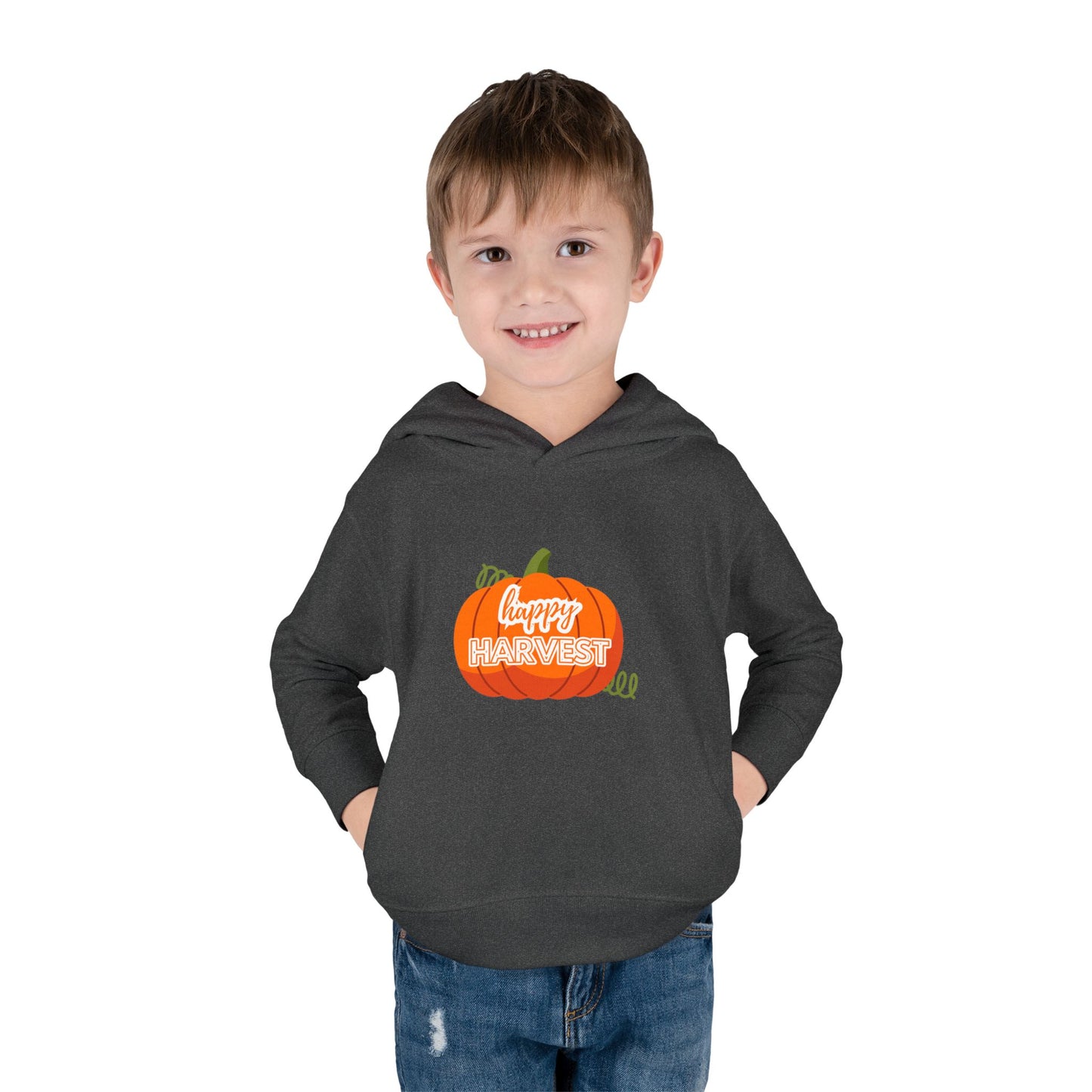 Toddler Happy Harvest Pullover Hoodie, Fall Kids Sweatshirt, Pumpkin Hoodie, Thanksgiving Gift, Cozy Autumn Wear