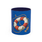 Lifesaver Accent Coffee Mug - Nautical Gift, Beach Decor, Sailor's Coffee Cup, Ocean Lover Mug, Summer Vibes