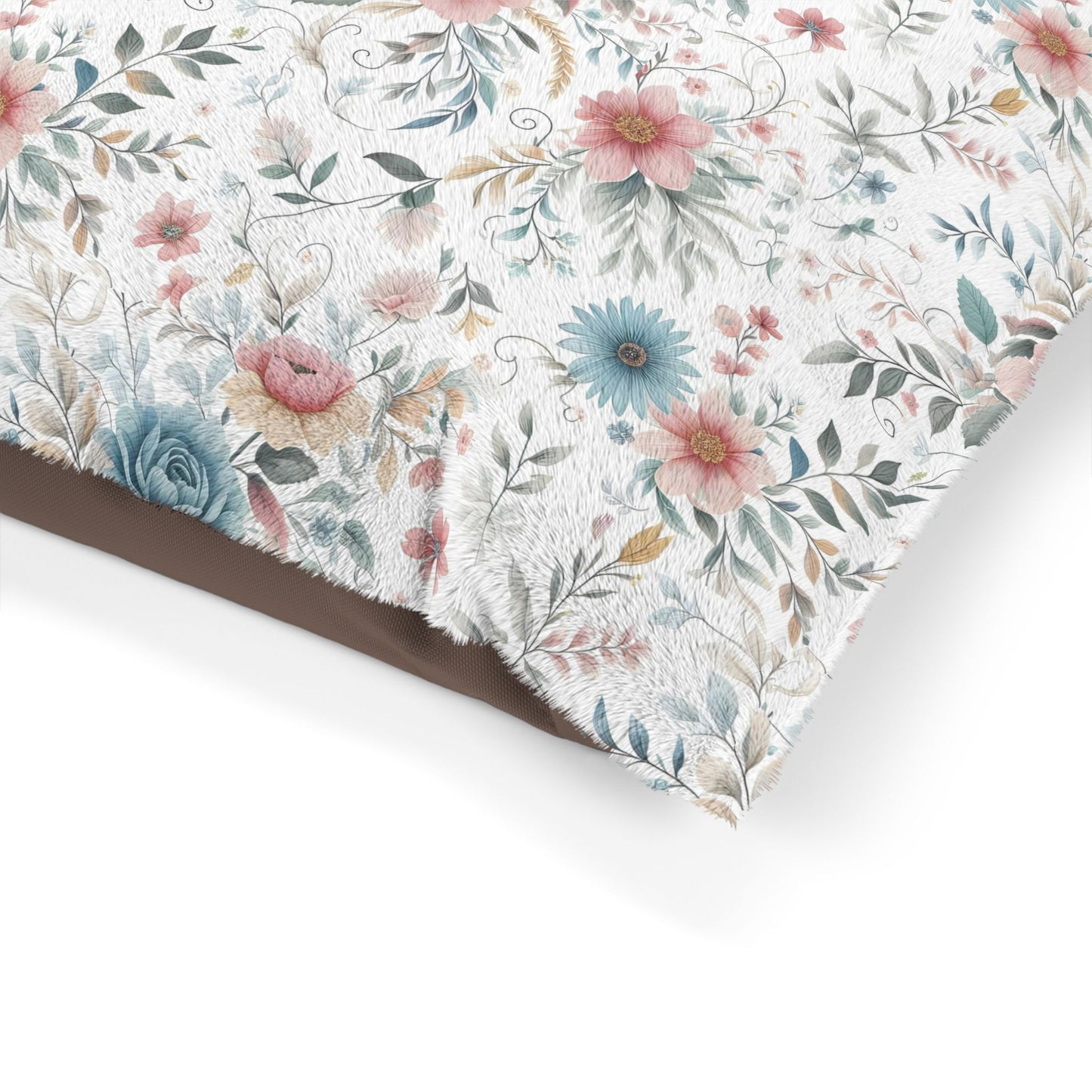 Floral Pet Bed - Cozy Furry Dog & Cat Bed, Decorative Cushion for Pets, Gift for Pet Lovers, Comfortable Pet Sleeping Pad