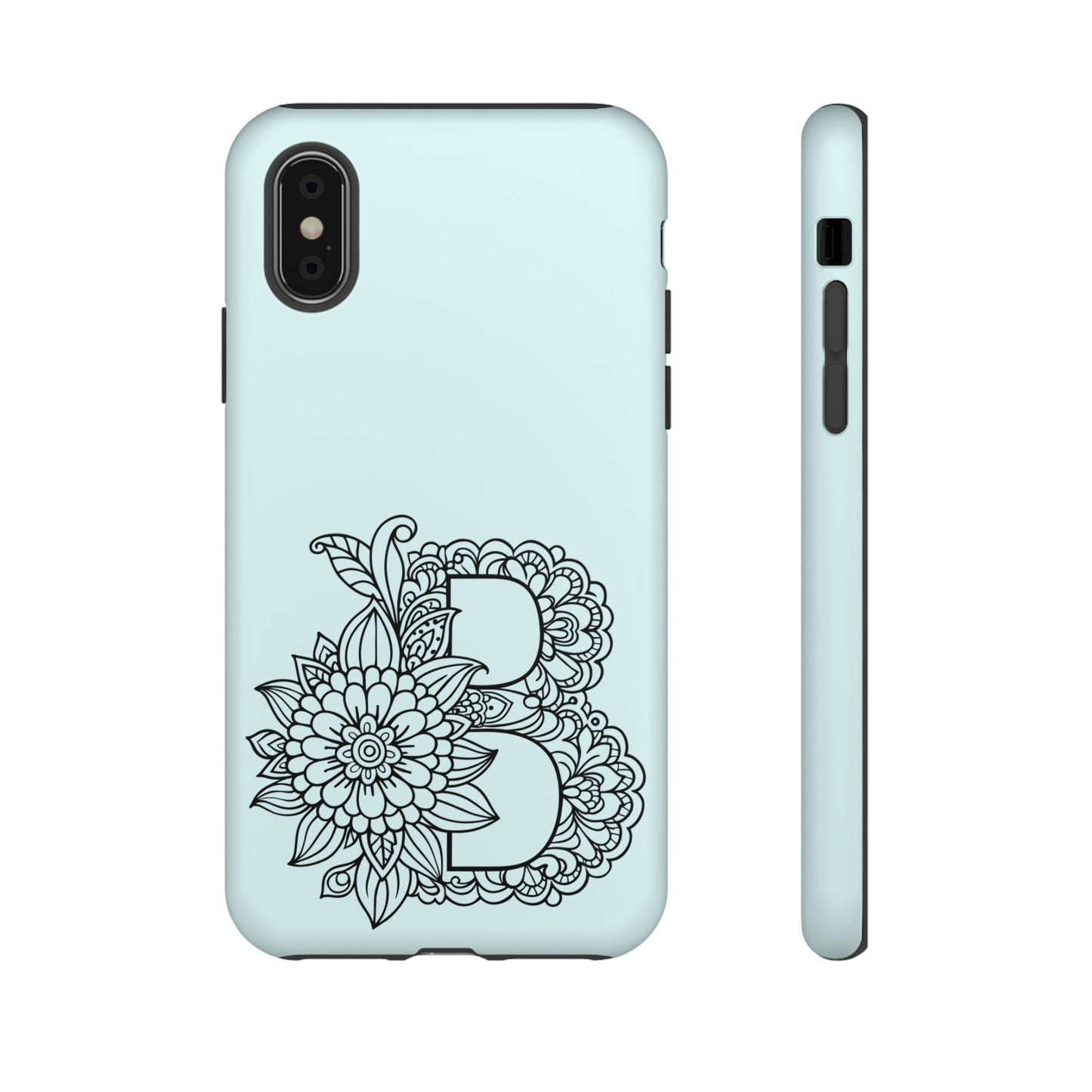 Personalized Tough Phone Case- Letter B, Floral Monogram Cell Phone Cover, Custom Protective Case, Unique Gift, Birthday, Graduation