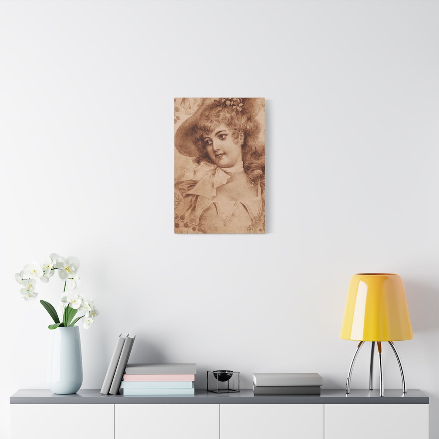 Vintage Sepia Portrait Canvas — Romantic Victorian Lady Matte Wall Art